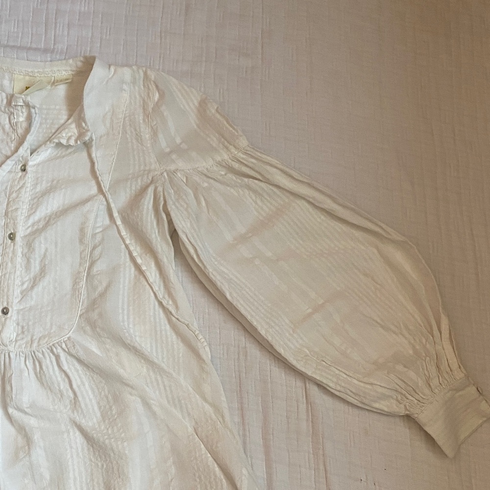 MAEVE  White Textured Button-Up Tunic - Picture 6 of 11